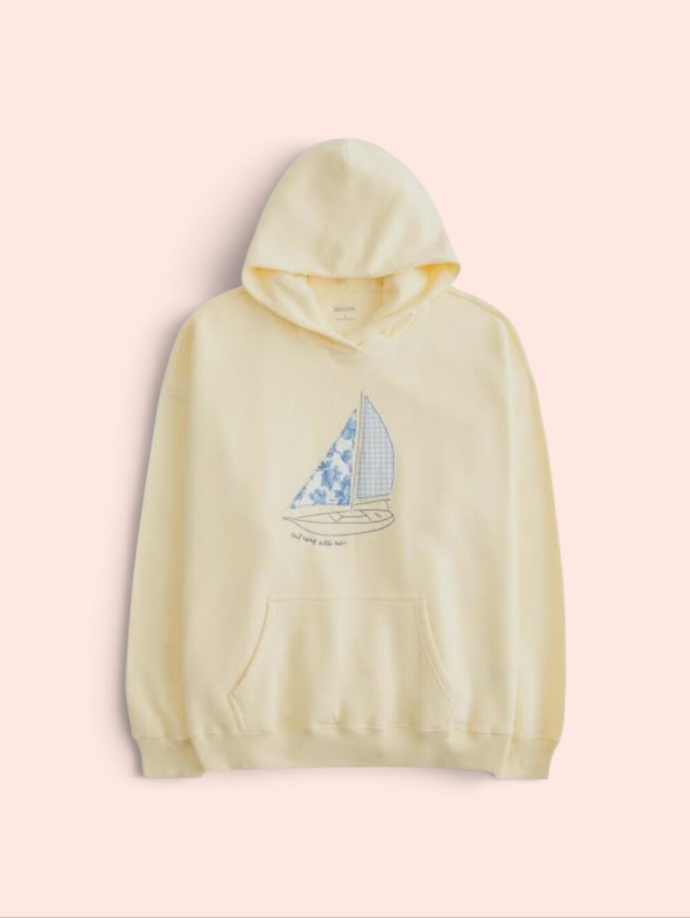 Hollister Women's Yellow Quilted "Sail Away With Me " Sailboat Hoodie